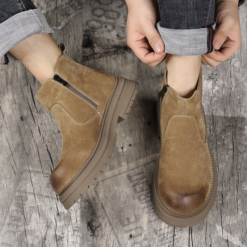 Men's leather Chelsea boots in vintage style