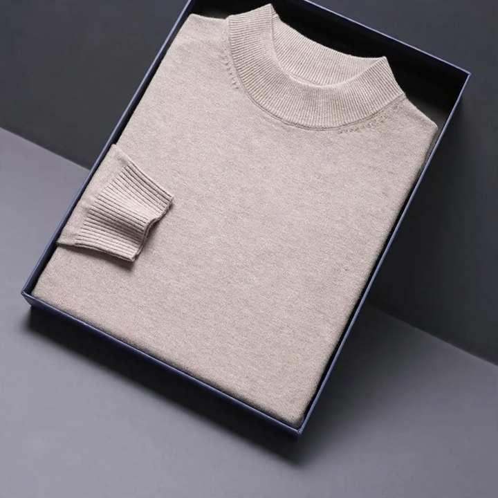 Men's Yak Wool Sweater, Stand-Up Collar, Warm and Knitted