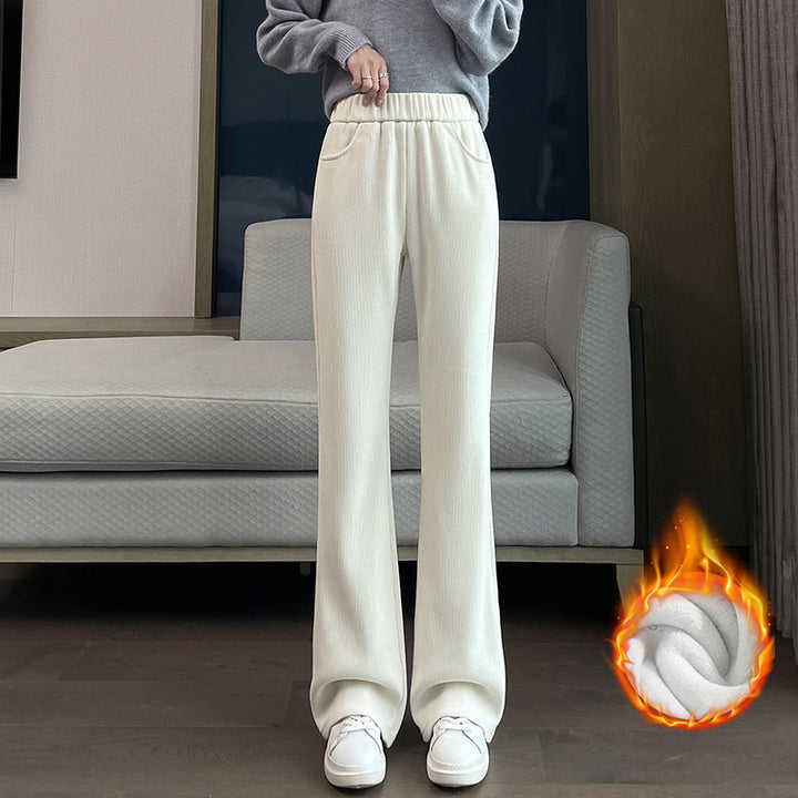 Women's corduroy flared pants, lined, autumn and winter