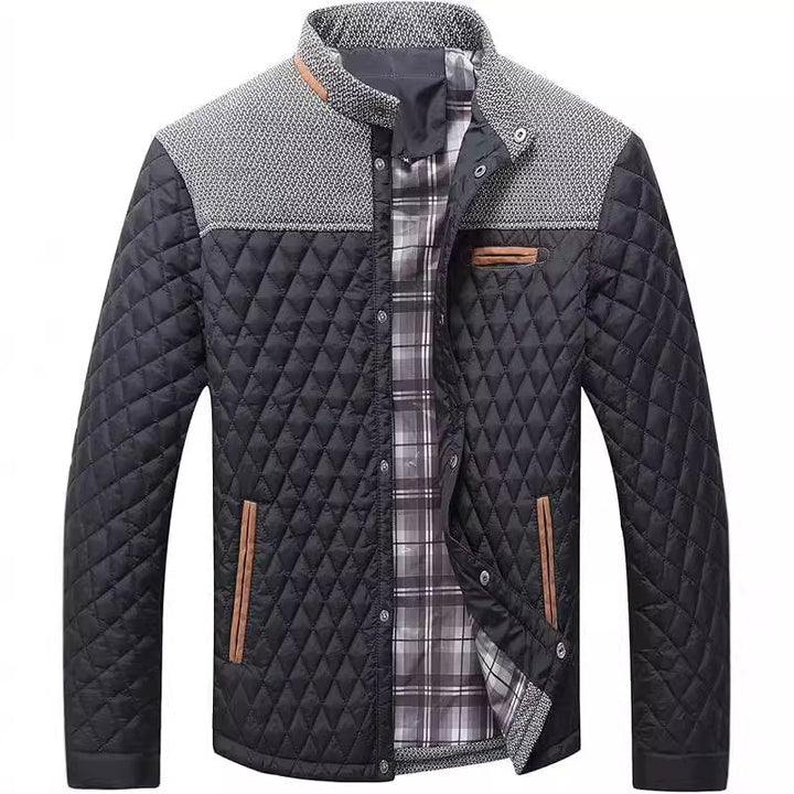 Men's quilted jacket, checkered, for leisure and sport