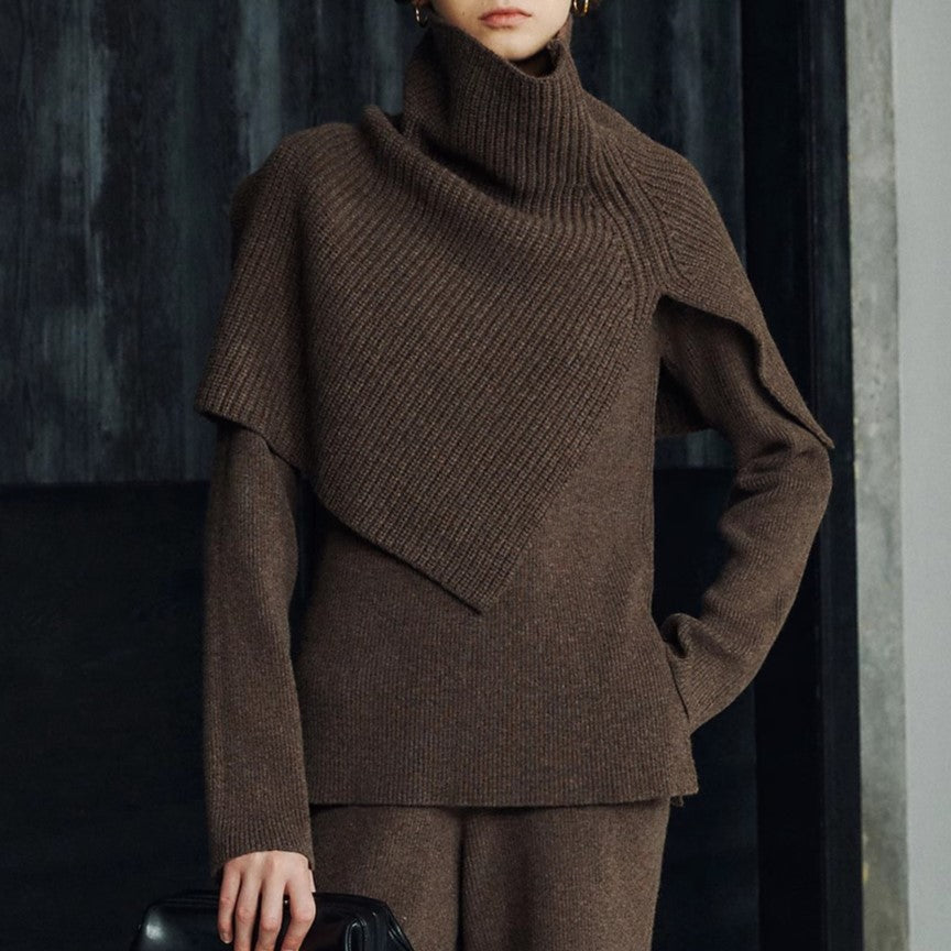 Merino wool shawl collars with slit