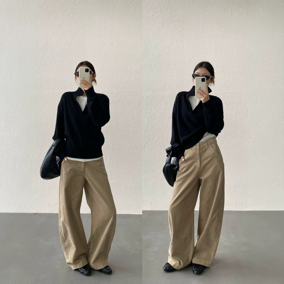 Cotton cord trousers, wide cut, lined, Autumn/Winter