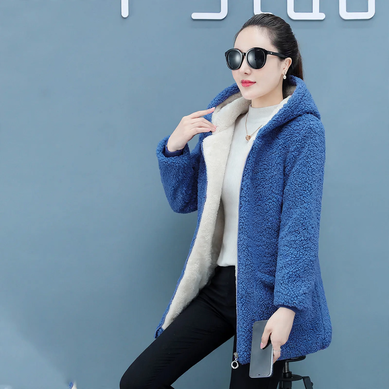 Locker Cardigan-Coat with teddy fleece, medium length