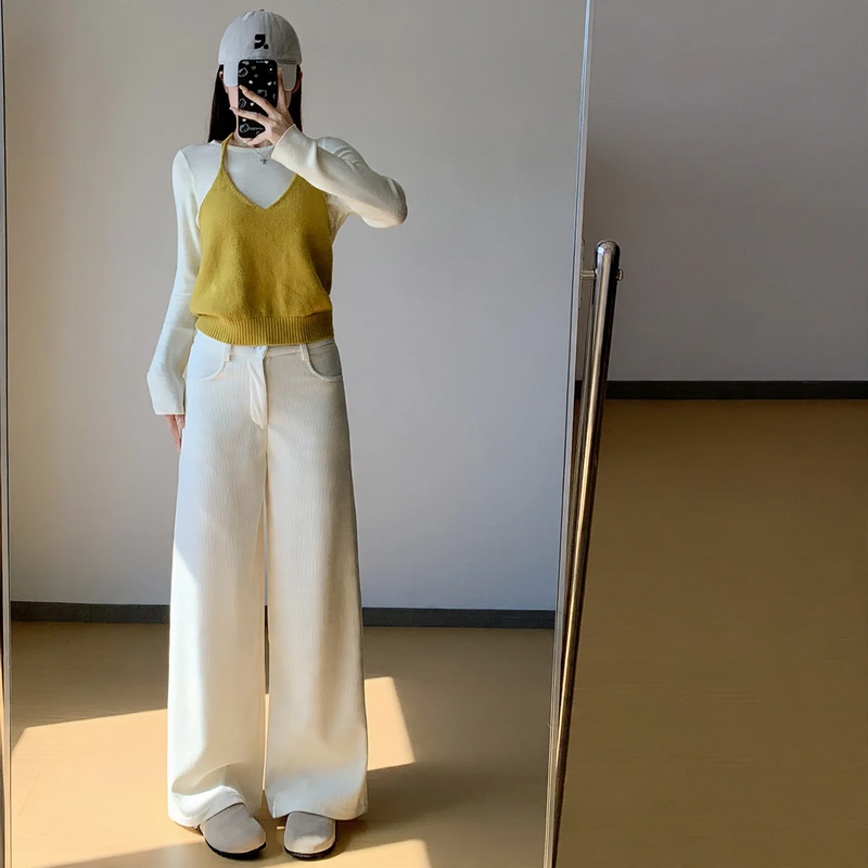 Cord pants for women, wide fit, various lengths