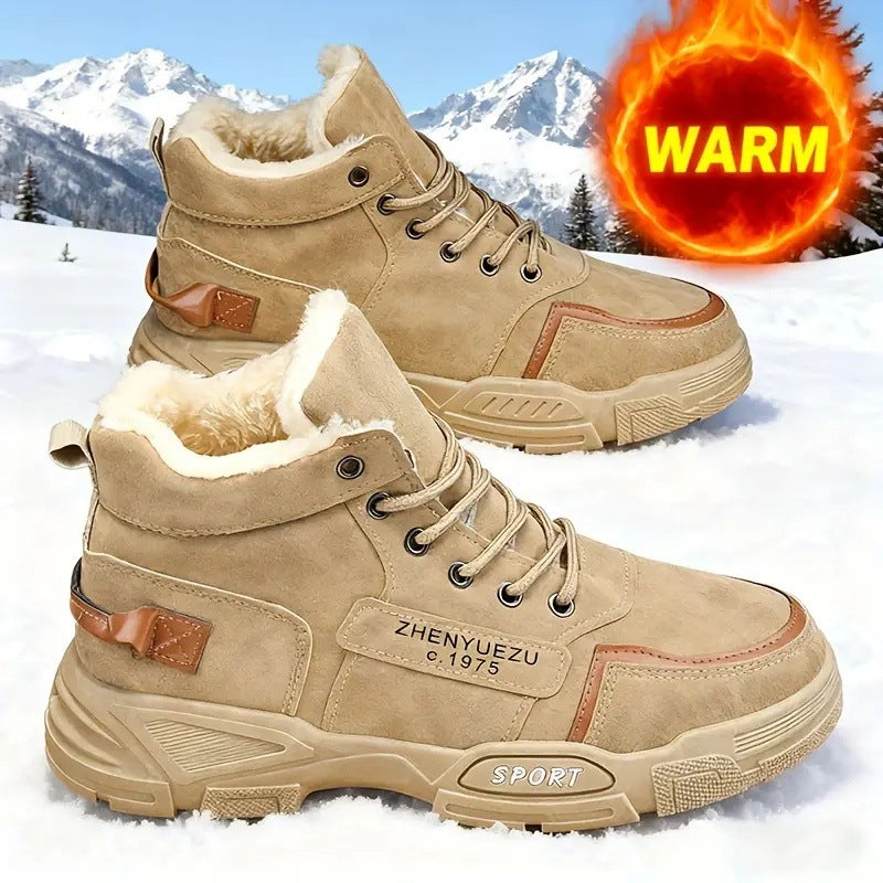 Padded men's winter boots, high shaft