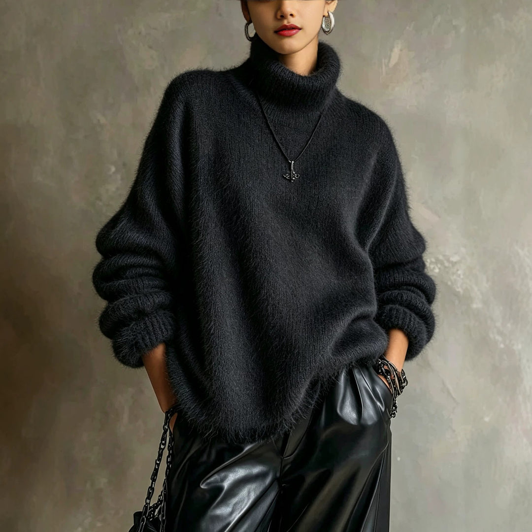 Fluffy turtleneck sweater