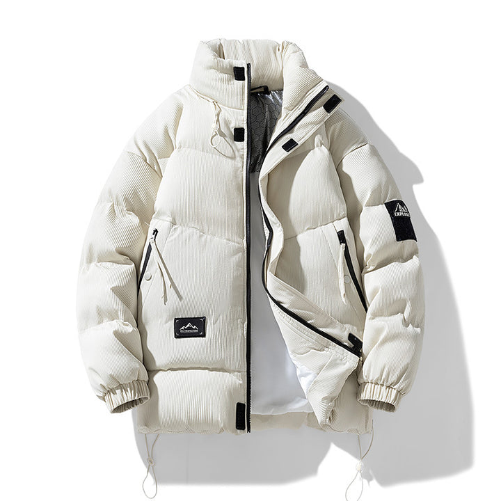 Padded men's winter jacket with stand collar, big sizes