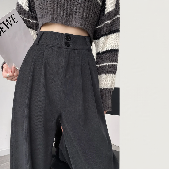 Padded corduroy pants with high waistband