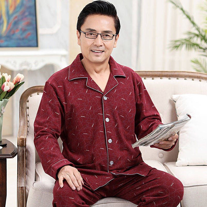 Men's cotton pajamas, long sleeve, set