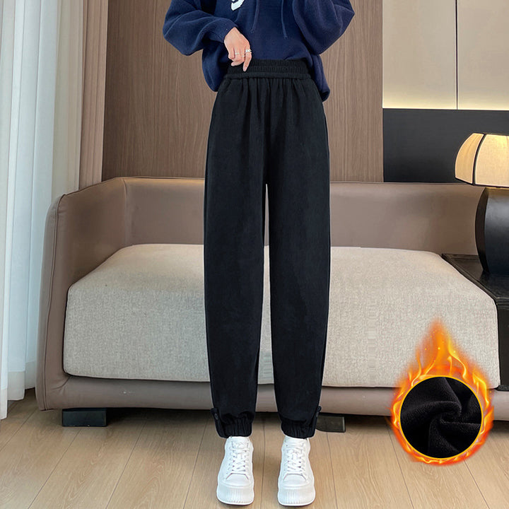 Padded cord jogger pants with cuffs