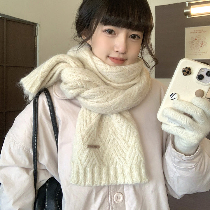 Knitted scarf made of alpaca wool blend, fashionable