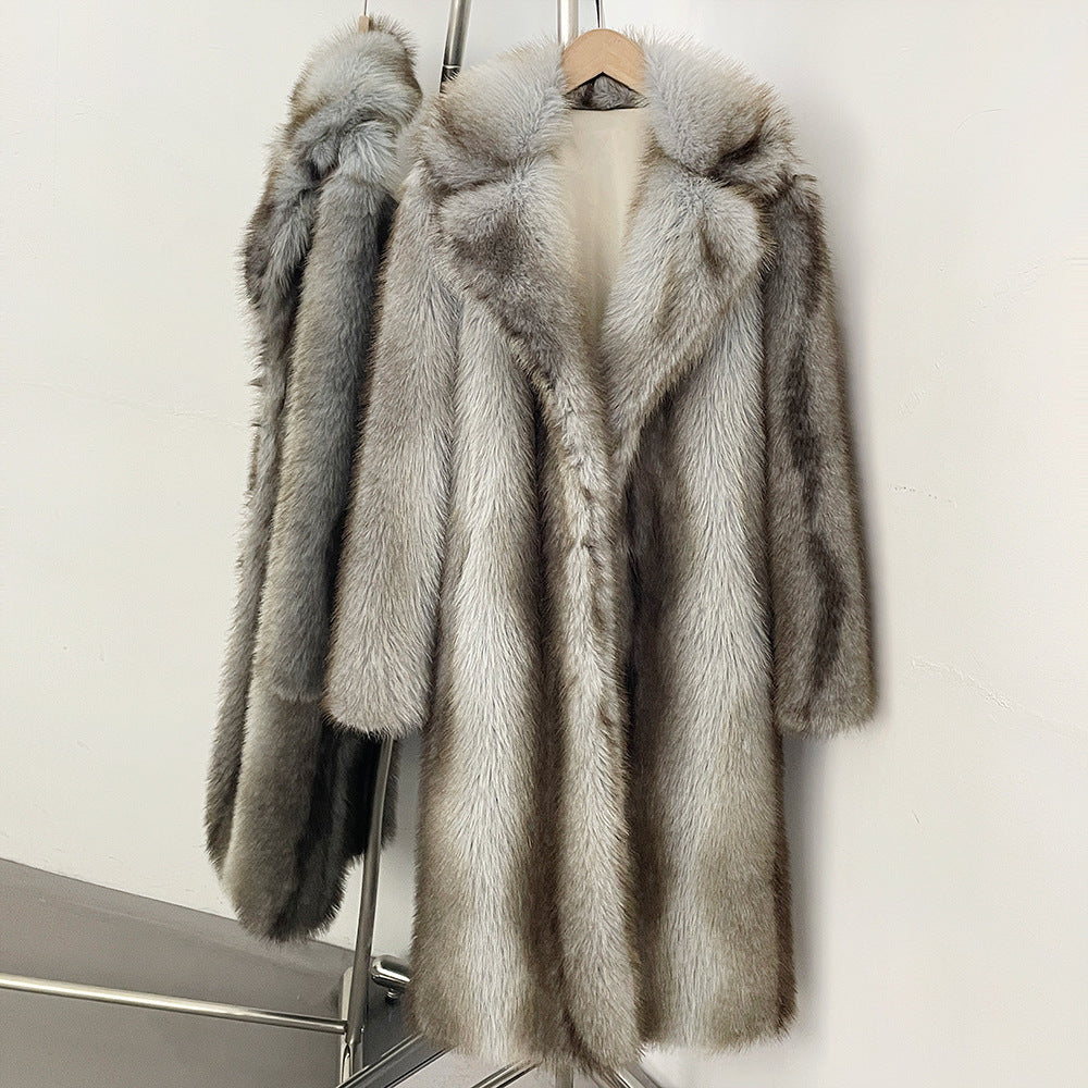 Long women's faux fur coat, lined