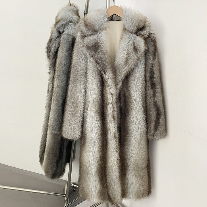 Long women's faux fur coat, lined