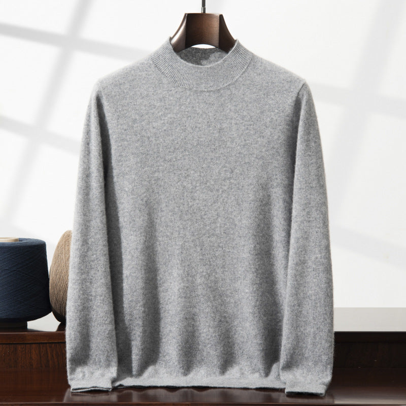 Men's Cashmere Sweater, Stand-Up Collar, Thin