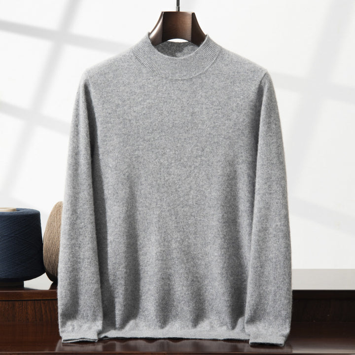 Men's Cashmere Sweater, Stand-Up Collar, Thin
