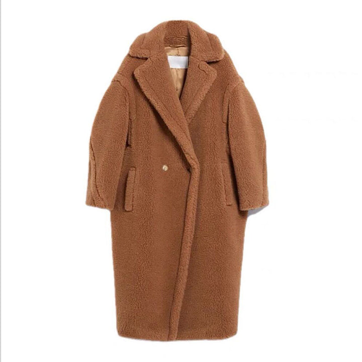 Long teddy coat made of alpaca wool blend