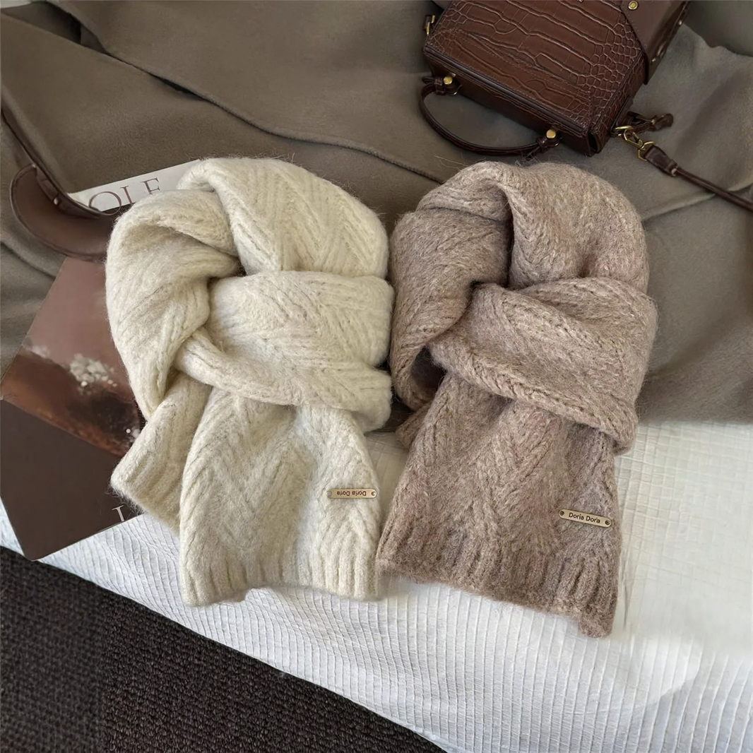 Alpaca wool knitted scarf, thick and soft