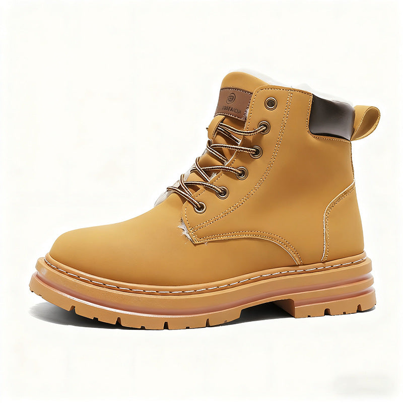 Padded men's winter boots, mid-high shaft, warm
