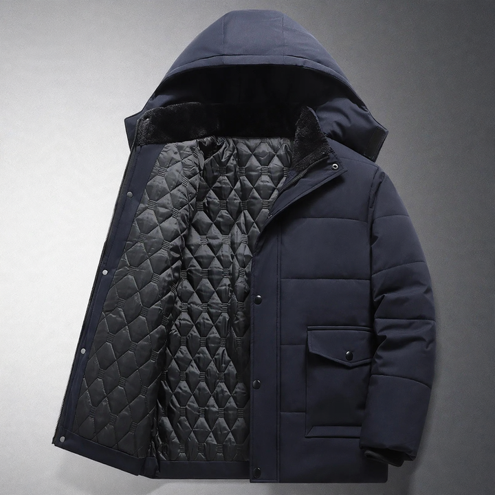 Padded winter jacket for men, removable hood