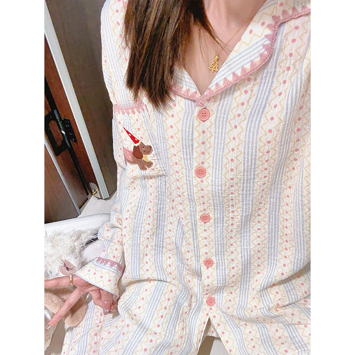 Women's Pajama Set, Cotton, Long Sleeve, Striped