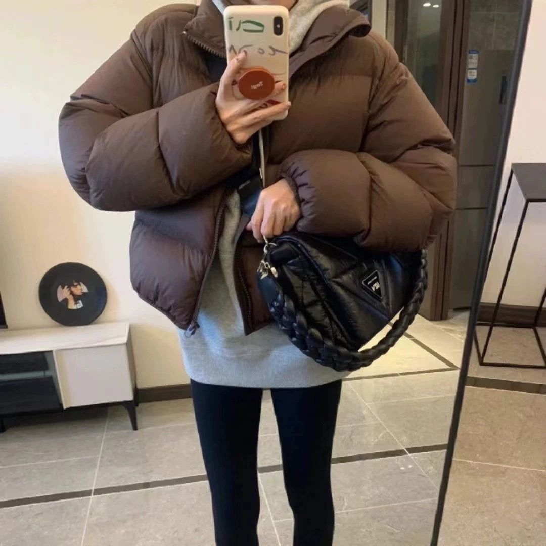 Women's Down Jacket, Short, White Duck Down, Stand Collar
