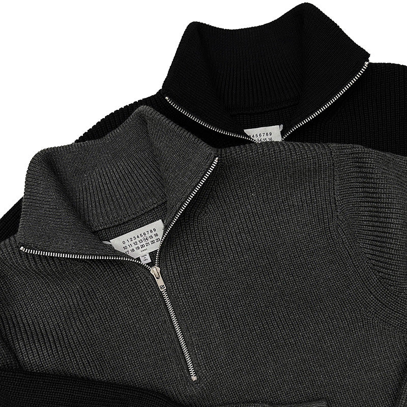 Unisex Knit Sweater, Half-Zip, Wool Blend