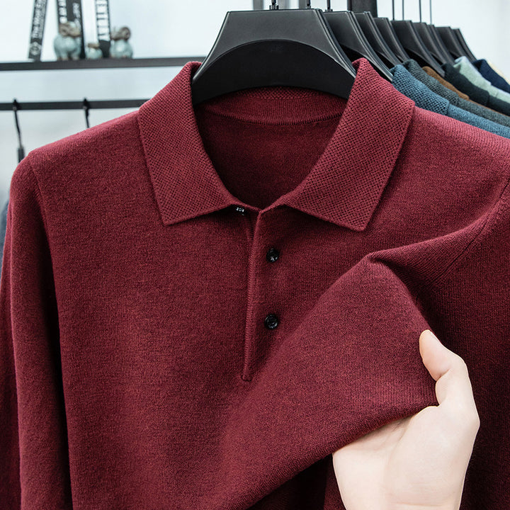 Men's knit sweater with shawl collar and thermal lining