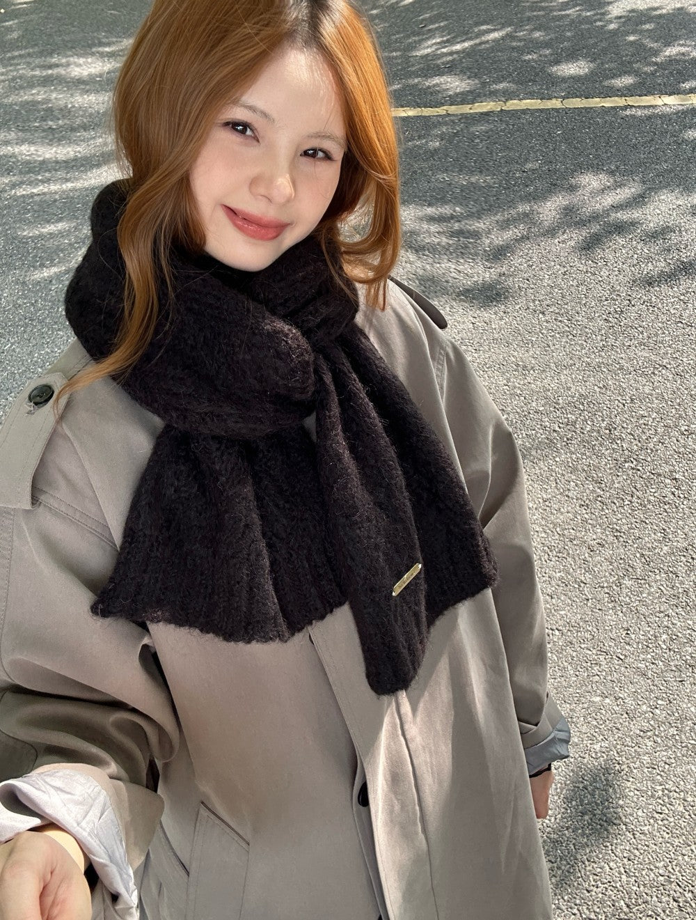 High-quality alpaca wool knitted scarf, 24x165 cm