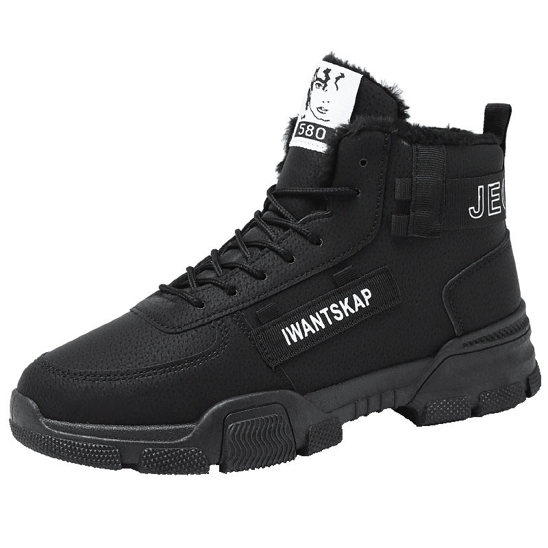 Padded men's winter boots, mid-height shaft