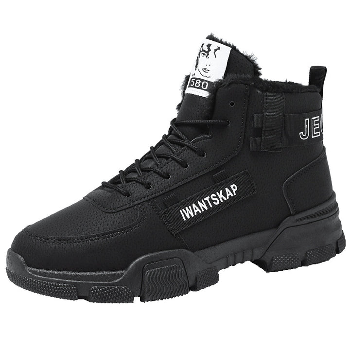 Padded men's winter boots, mid-height shaft