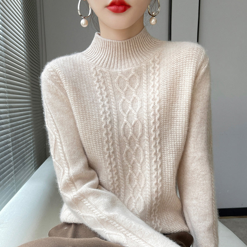 Women’s knit sweater, round neck, warming