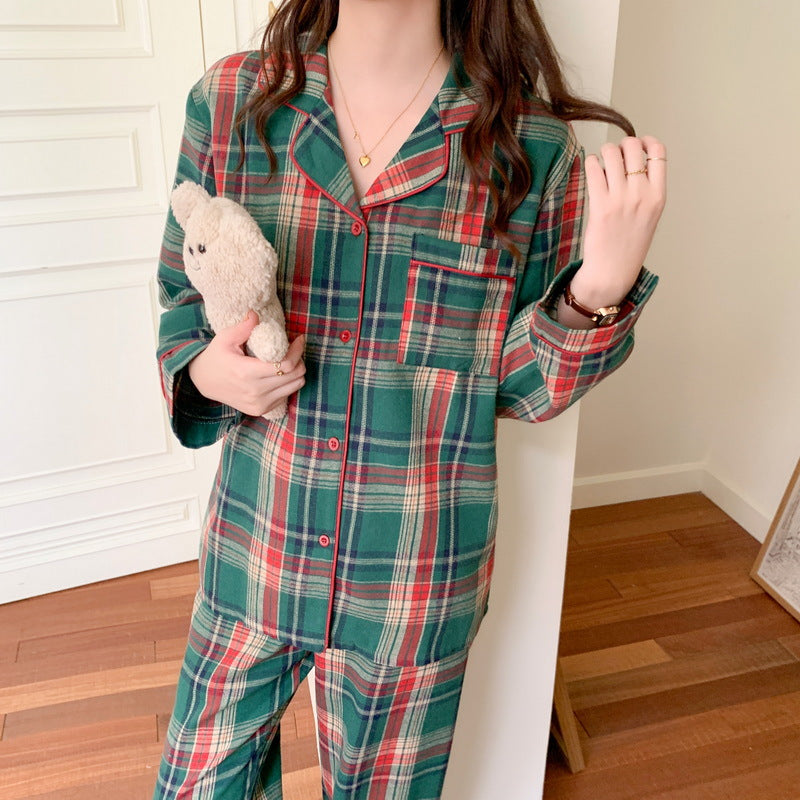 Christmas checkered loungewear set for couples, brushed