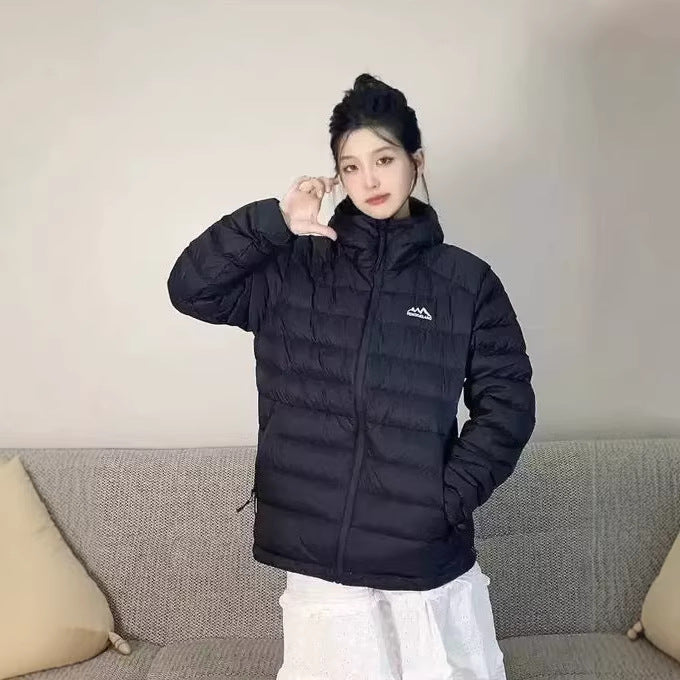 Light women's down jacket with hood