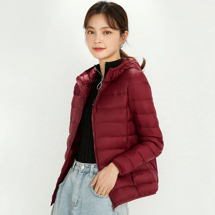 Lightweight down jacket with hood for women