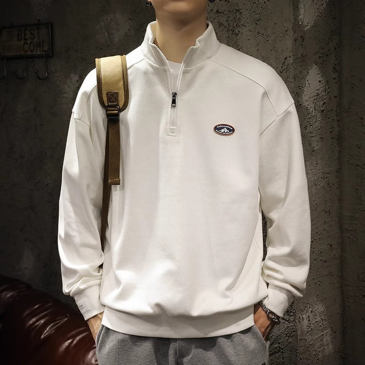 Men's sweatshirt with half zipper and stand-up collar