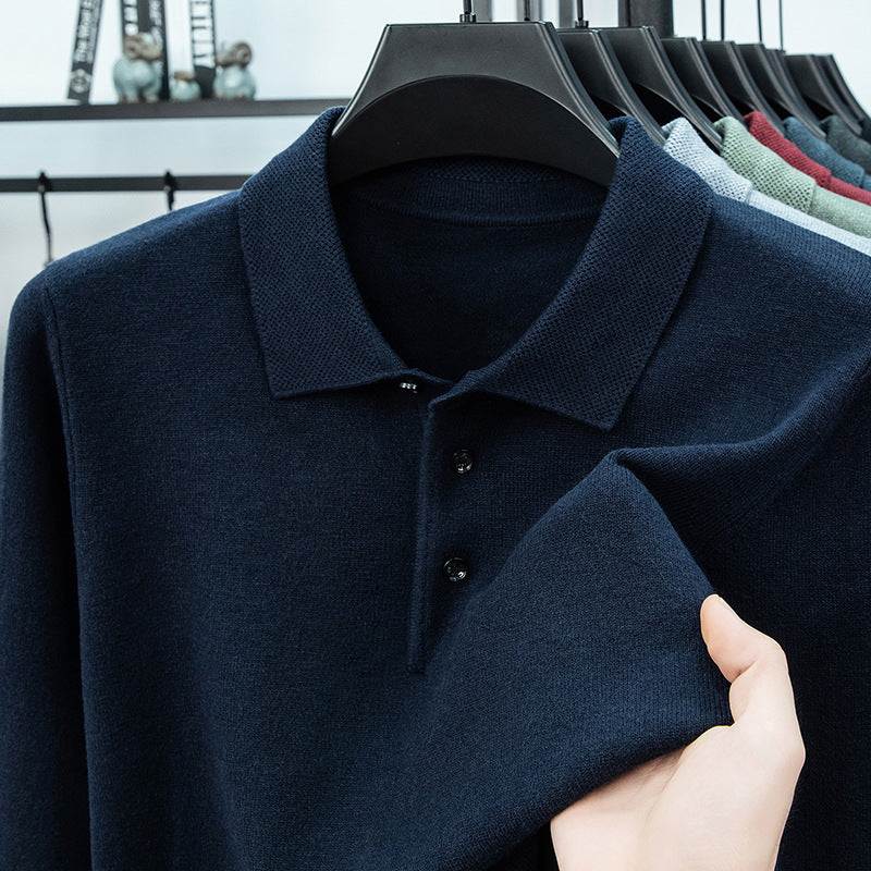 Men's knit sweater with shawl collar and thermal lining