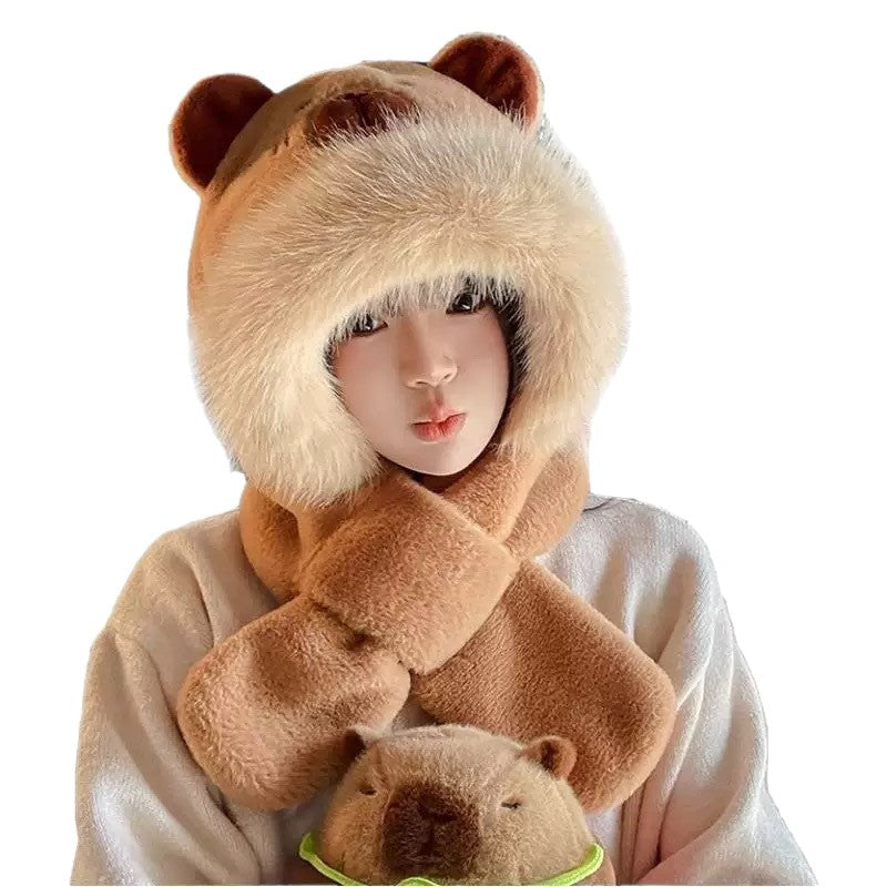 Plush set: Hooded hat and scarf
