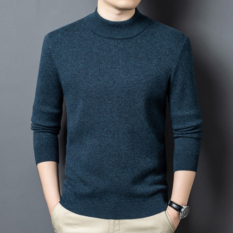 Fine-knit sweater with standing collar