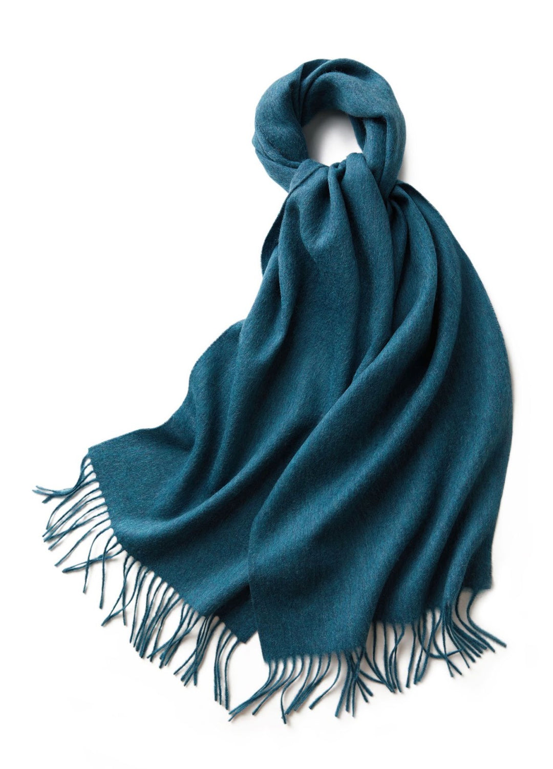 Solid colored wool scarf with fringes, 32x180cm