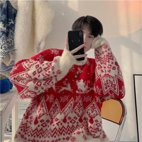 Loose knit sweater for couples