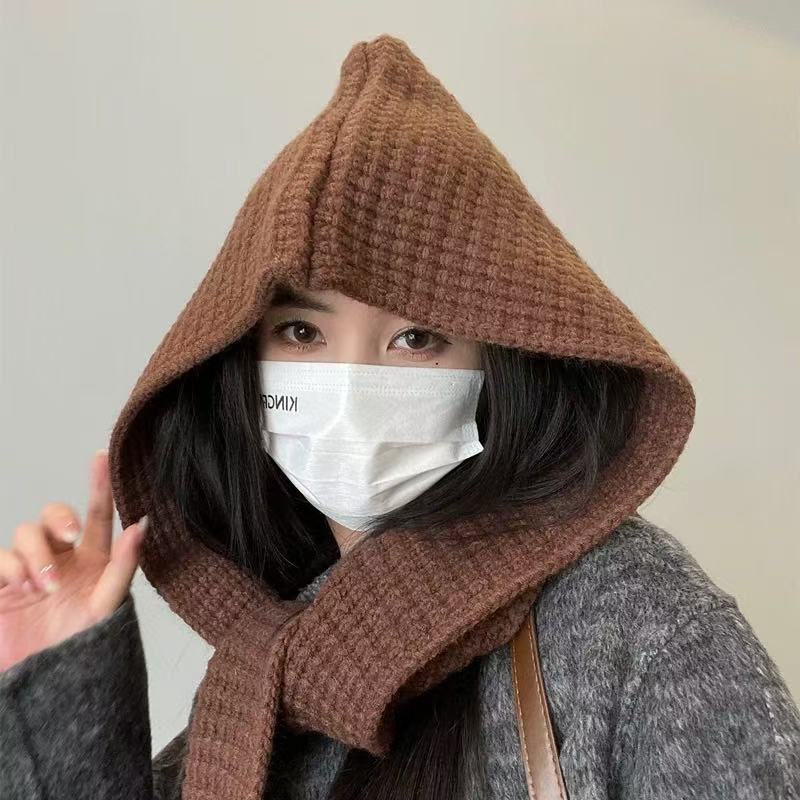 Hooded scarf combination, knit set