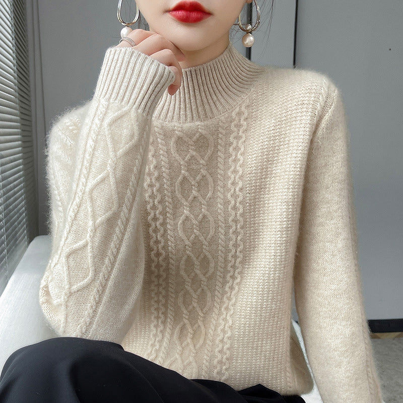 Women’s knit sweater, round neck, warming