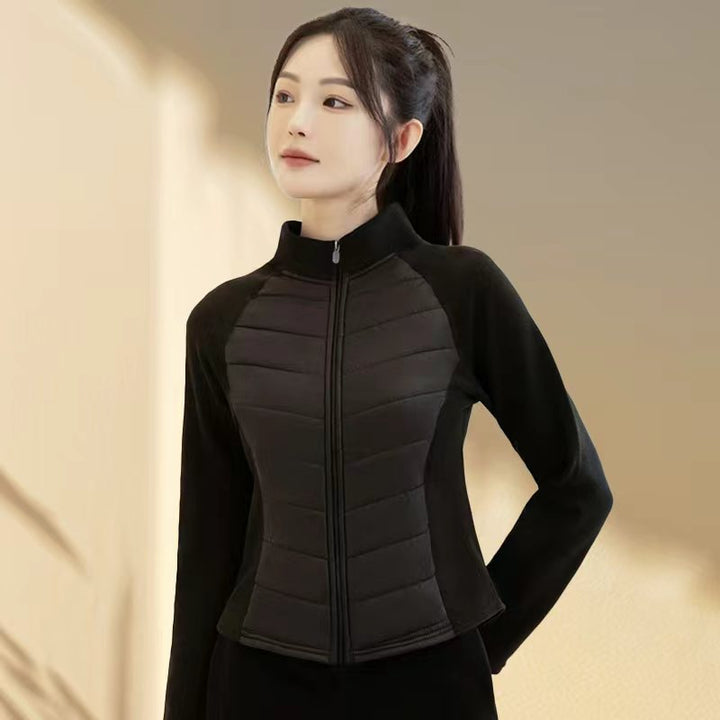 Women's quilted jacket with stand-up collar and graphene inner lining