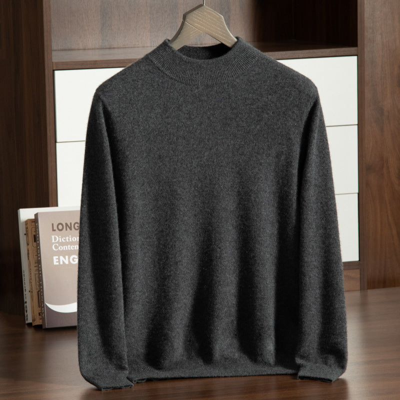 Men's Cashmere Sweater, Stand-Up Collar, Business Casual