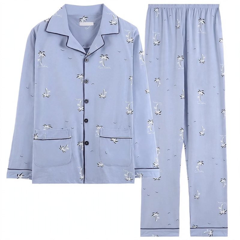 Men's pajamas made of 100% cotton, long-sleeved