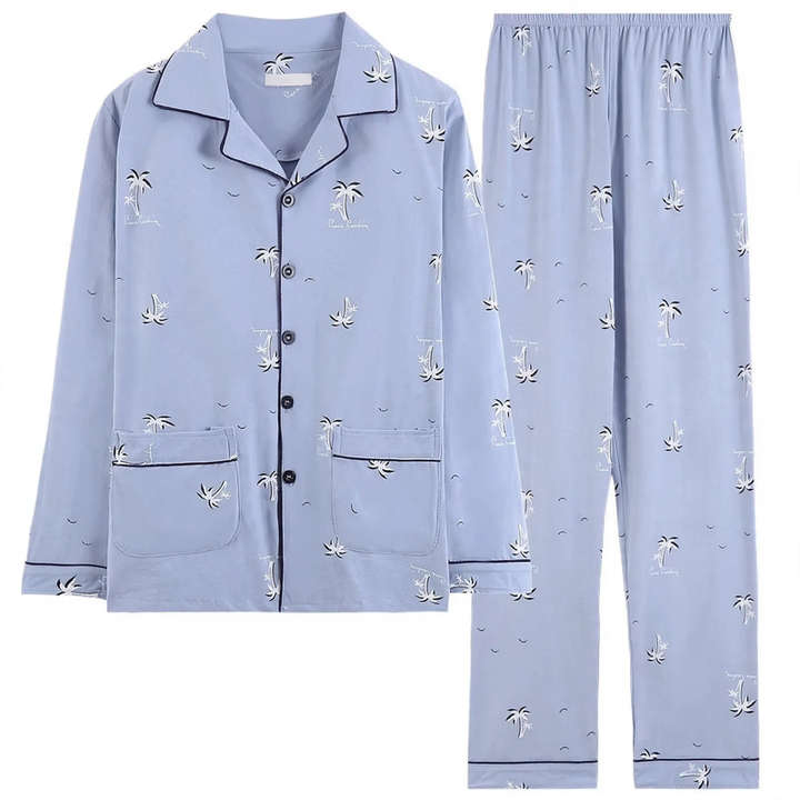 Men's pajamas made of 100% cotton, long-sleeved
