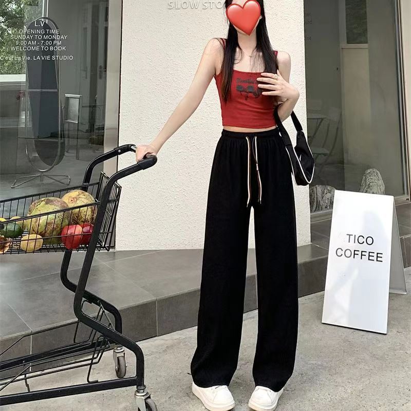 Women's corduroy pants with wide leg and belt