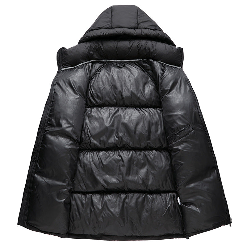 Padded men's quilted jacket, short, with stand-up collar
