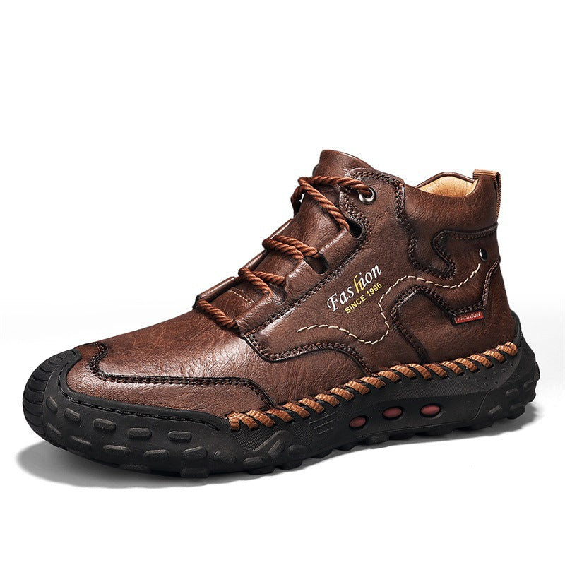 Men's ankle boots, medium-high shaft, lined