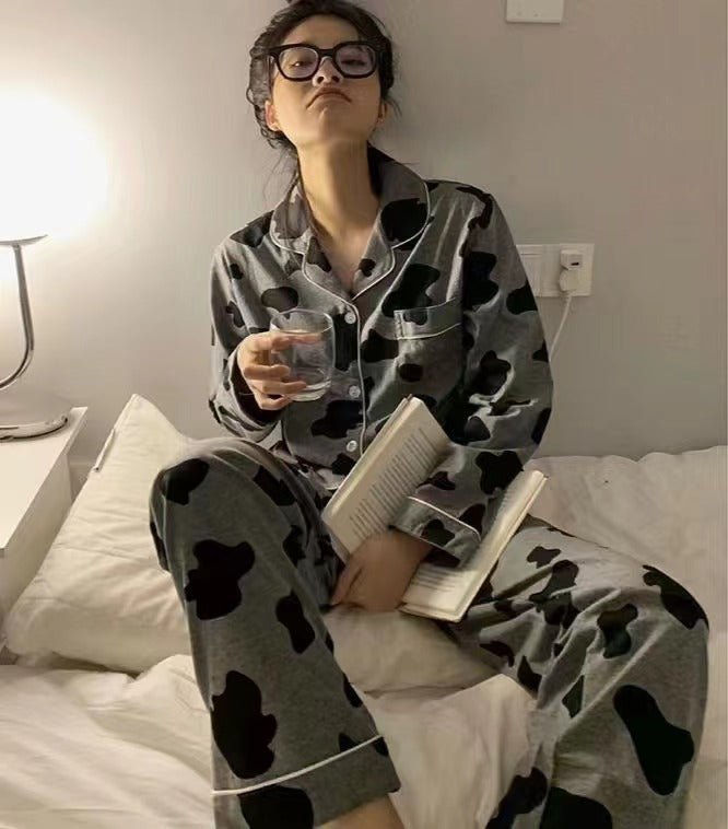 Ladies' Pajama Set, long-sleeved with ruffles